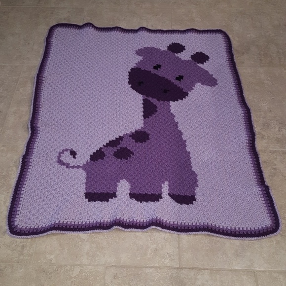 Baby Blanket Purple Giraffe